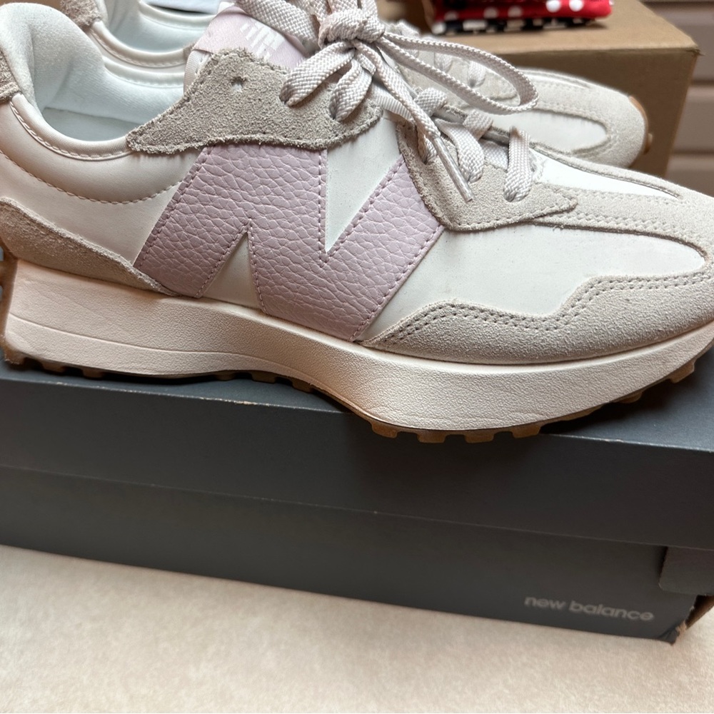 New Balance Pink and Cream Sneakers with Modern Silhouette